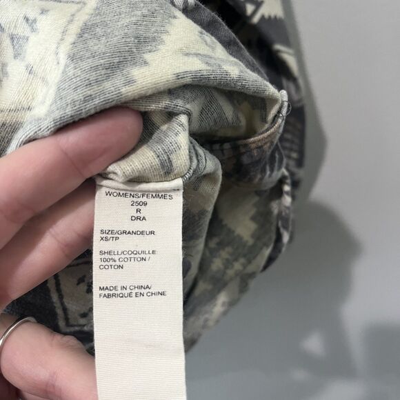 Woolrich Shirt Womens XS Beige Gray Flannel Southwestern Aztec Western Cotton - Picture 4 of 7